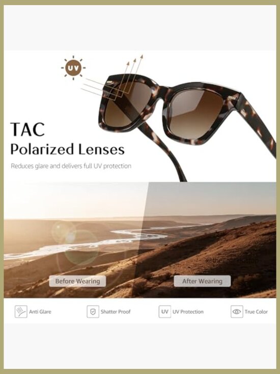 Retro Oversized Square Sunglasses with Polarized U400 Protection and Metal main image 5